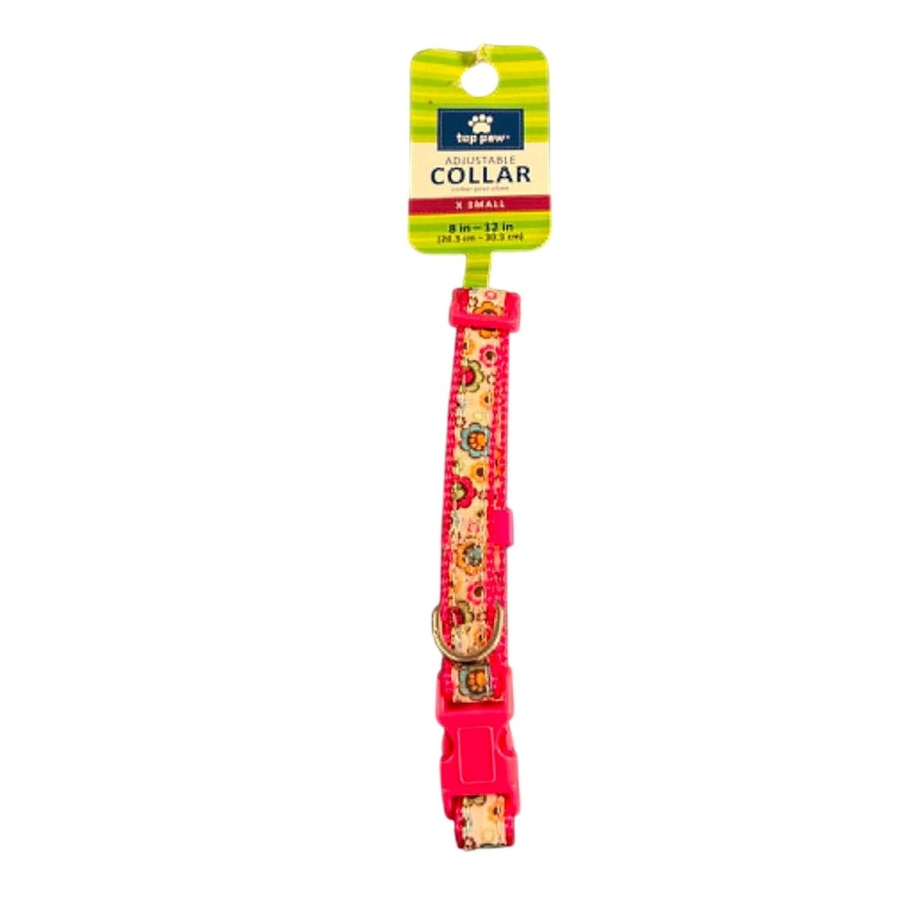 Top Paw Adjustable‎ Dog Collar X Small Pink Floral NWT 8-12in Tossed Flower